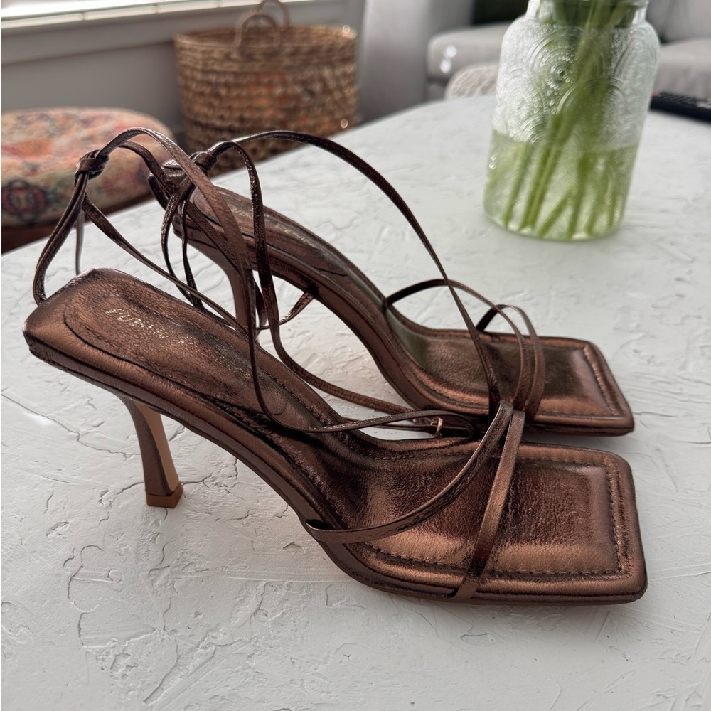Public Desire Metallic Bronze Strappy Heels - W9